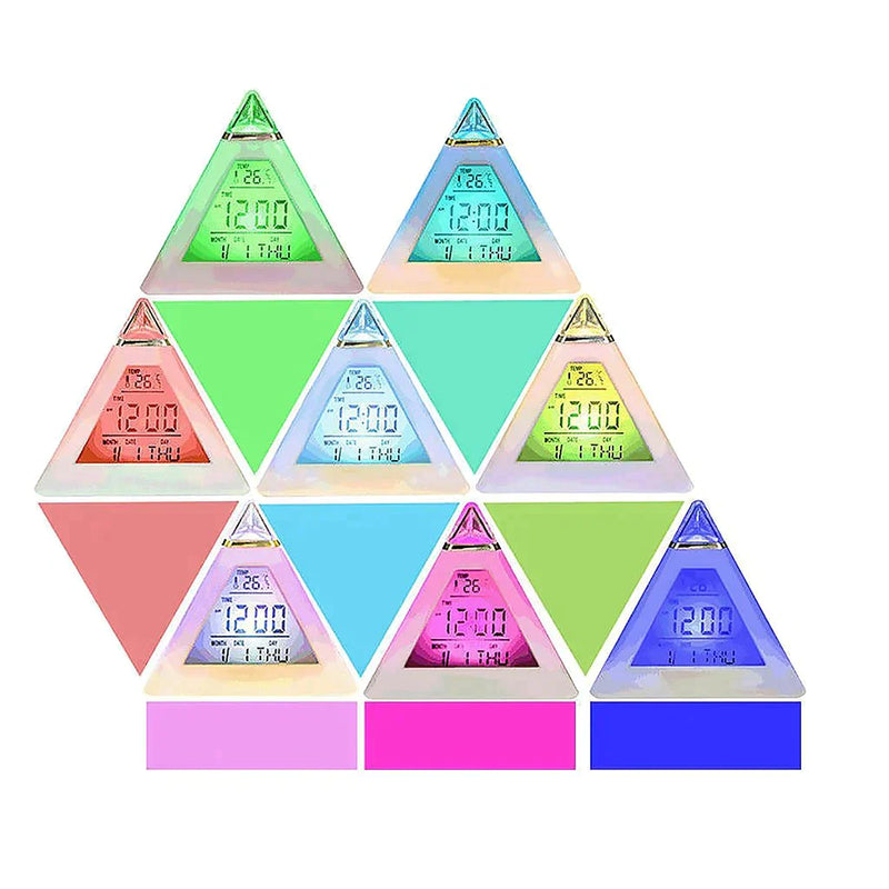 Relogio Digital Piramide De Mesa Calendario Despertador Termometro Cabeceira - Neoshop