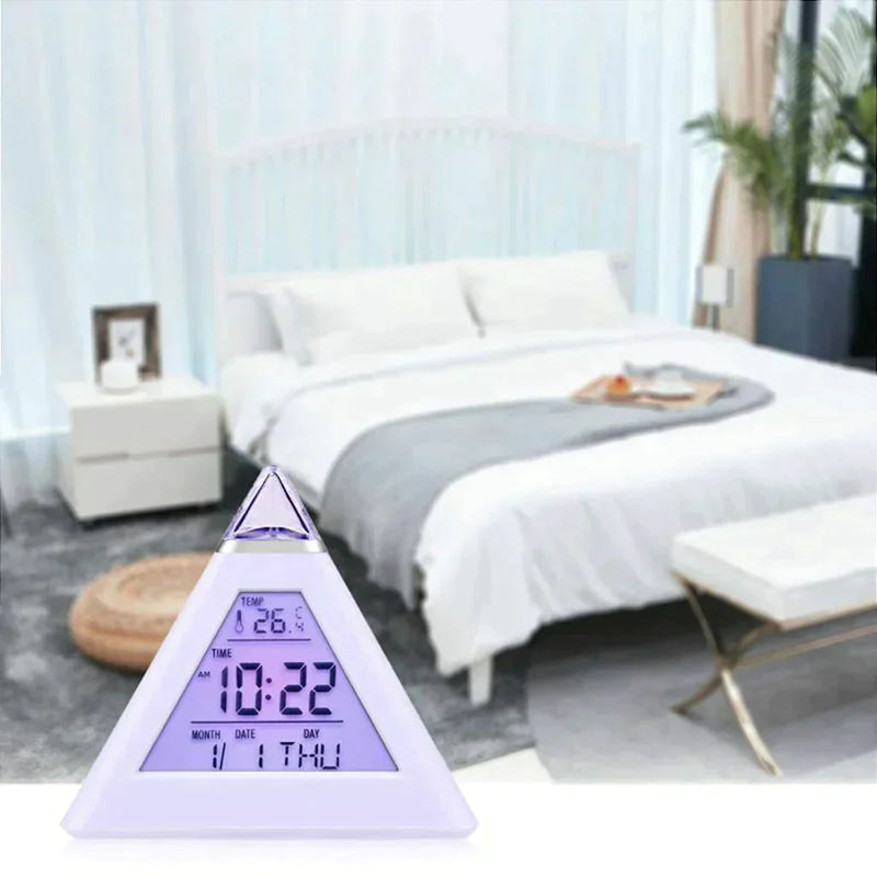 Relogio Digital Piramide De Mesa Calendario Despertador Termometro Cabeceira - Neoshop