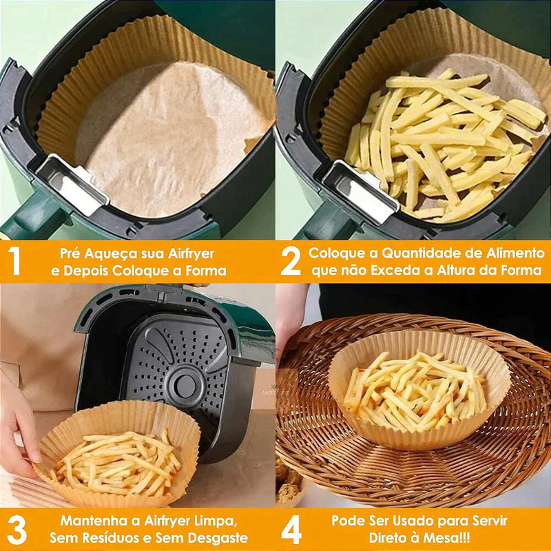 Forro De Papel Airfryer Tapete Forma Antiaderente 50 Unidades Descartaveis - Neoshop